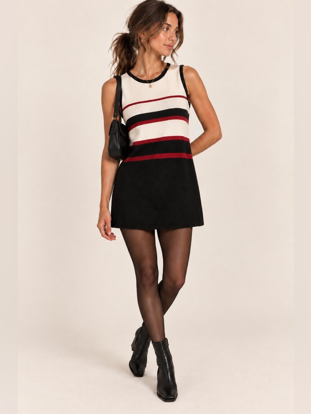 Jones New York Block Striped Sporty Long Knit Top Bodycon- 100% Cotton Small